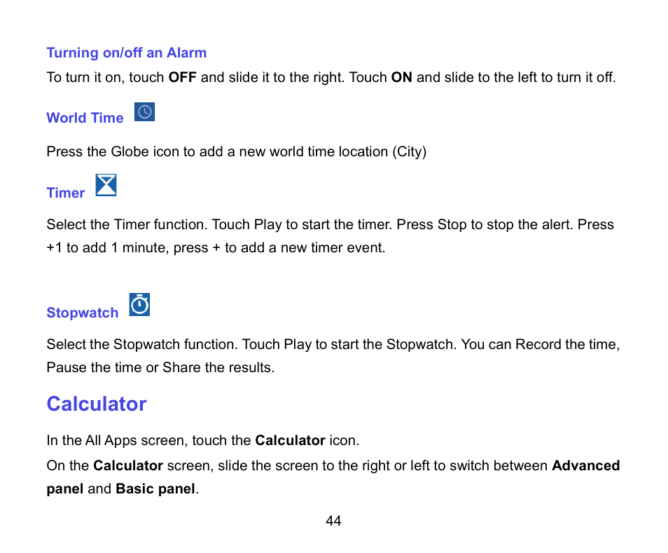 Calculator | ZTE A462 / Telstra Smart Plus User Manual | Page 45 / 56