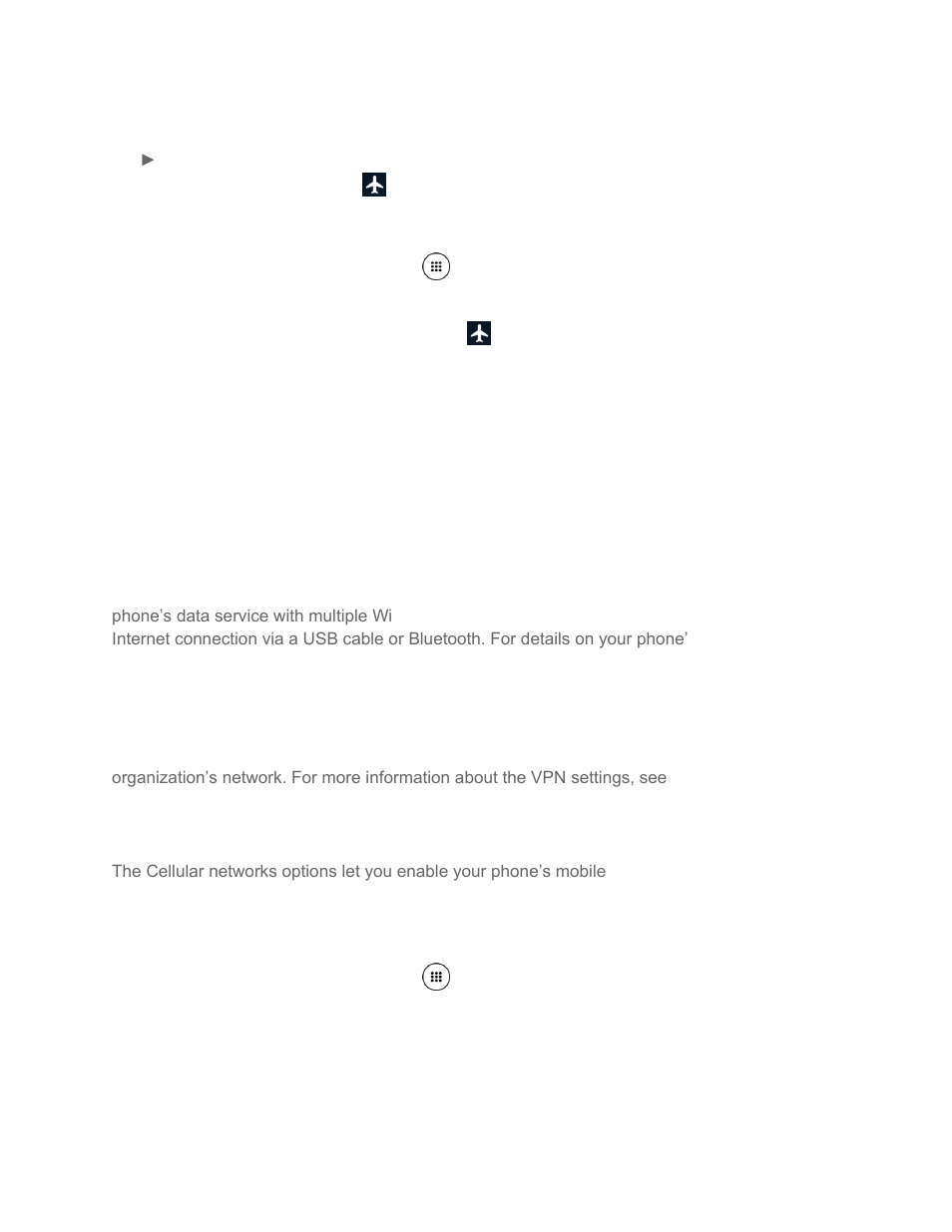 Nfc settings, Android beam, Tethering & mobile hotspot settings | Vpn settings, Cellular networks settings | Kyocera DuraForce Pro User Manual | Page 132 / 179