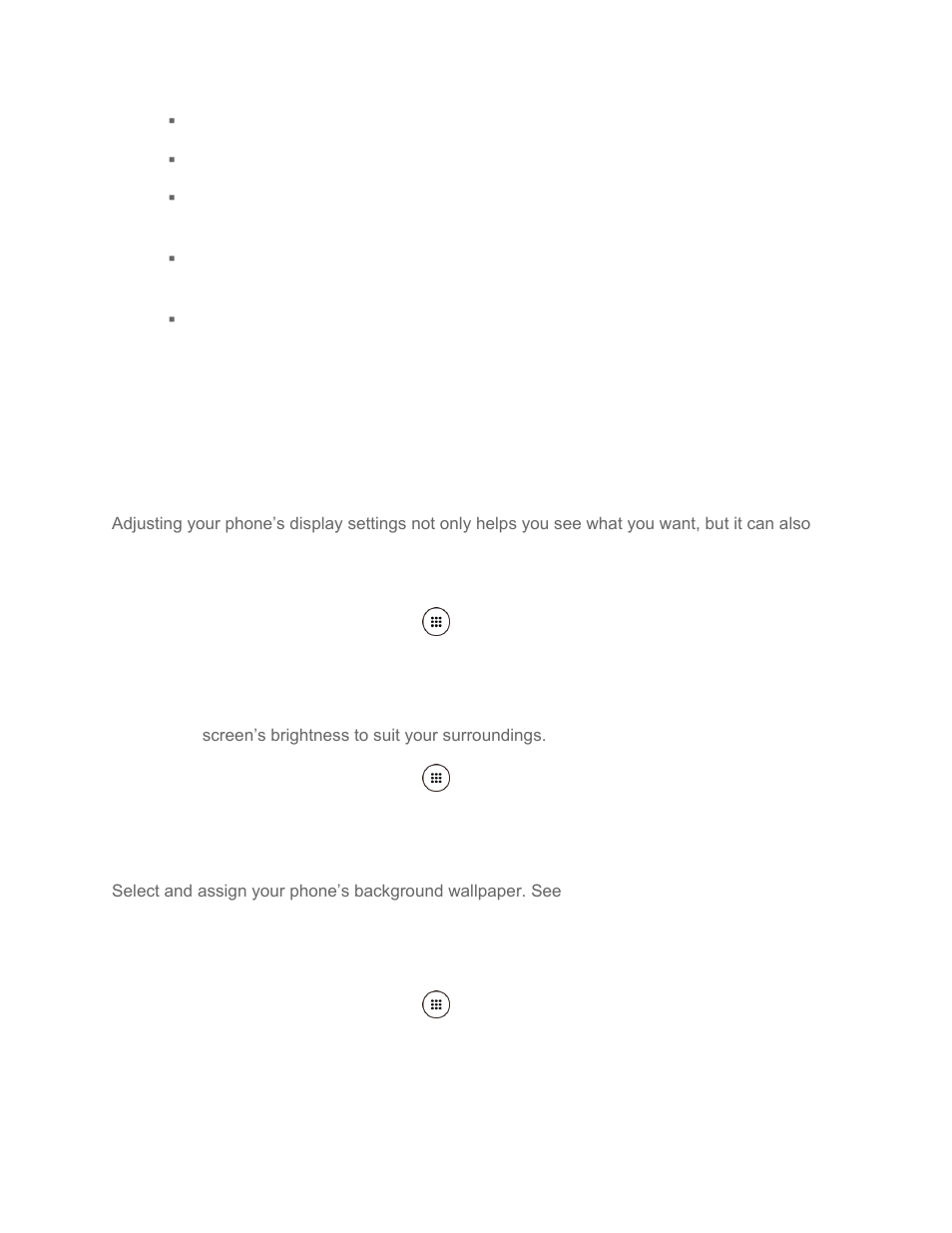 Call settings, Display settings, Brightness level | Adaptive brightness, Wallpaper, Sleep | Kyocera DuraForce Pro User Manual | Page 135 / 179