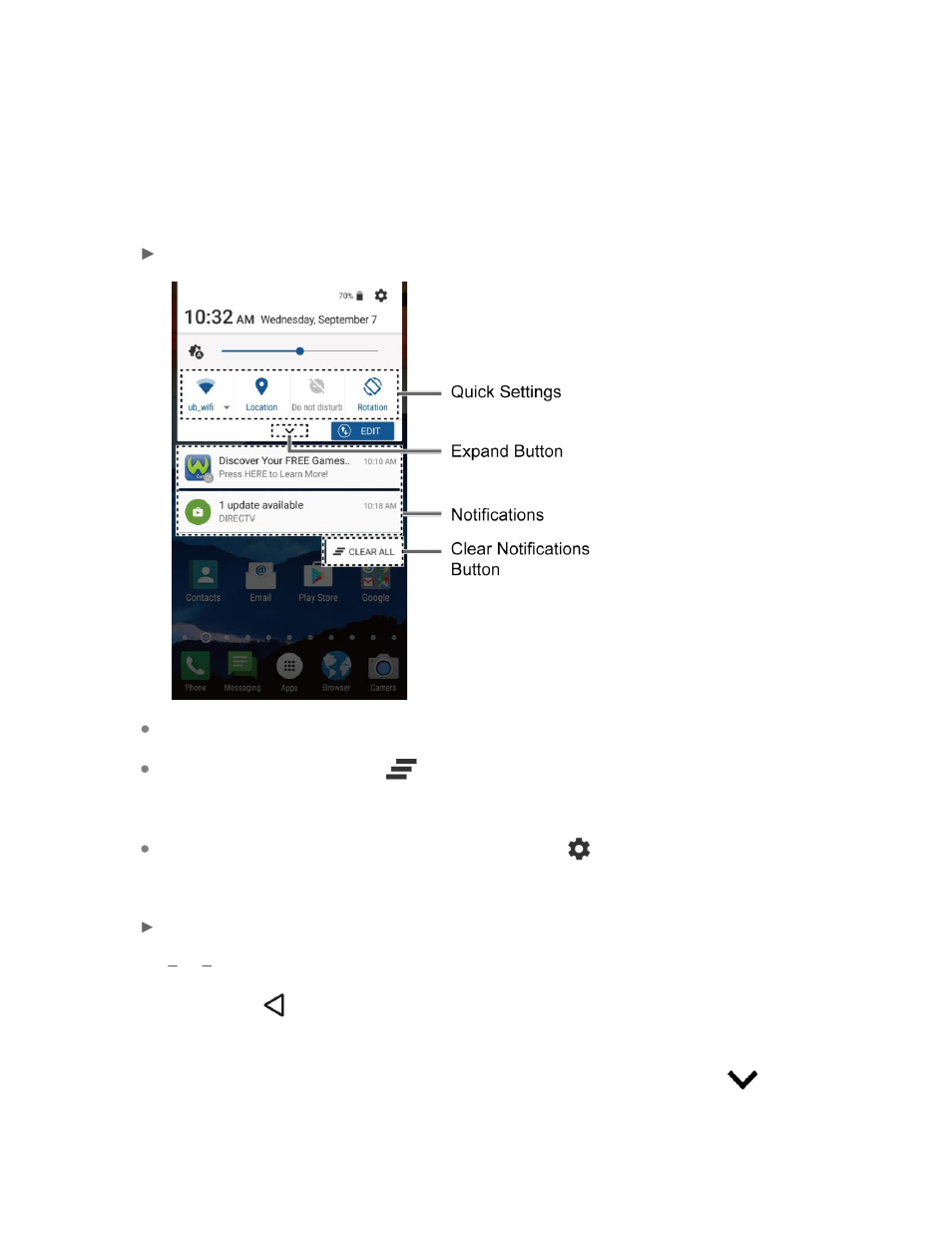 Notifications panel, Quick settings | Kyocera DuraForce Pro User Manual | Page 31 / 179