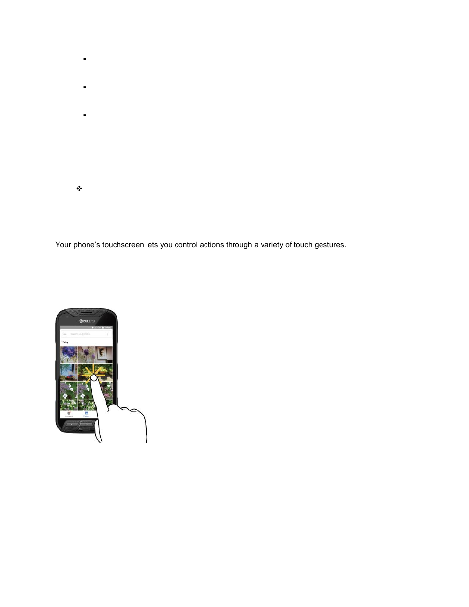 Use the touchscreen | Kyocera DuraForce Pro User Manual | Page 23 / 245