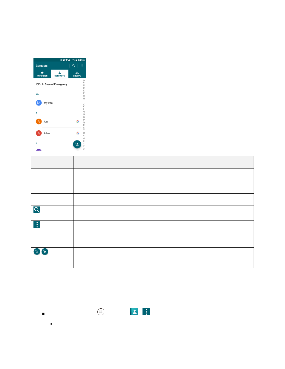 Contacts screen layout | Kyocera DuraForce Pro User Manual | Page 81 / 245