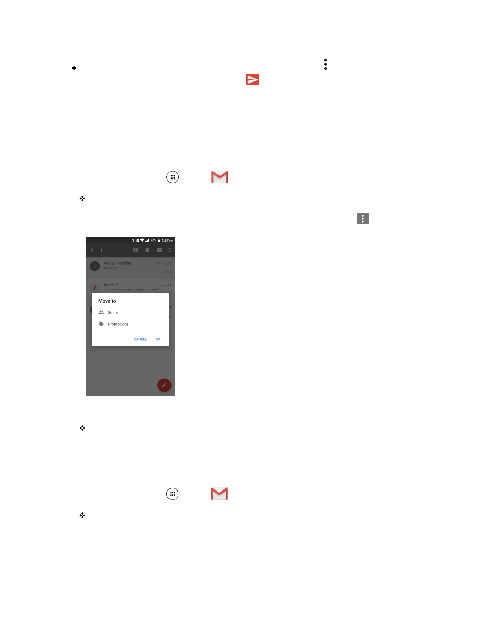 Use gmail labels, Archive gmail threads | Kyocera DuraForce Pro User Manual | Page 99 / 245