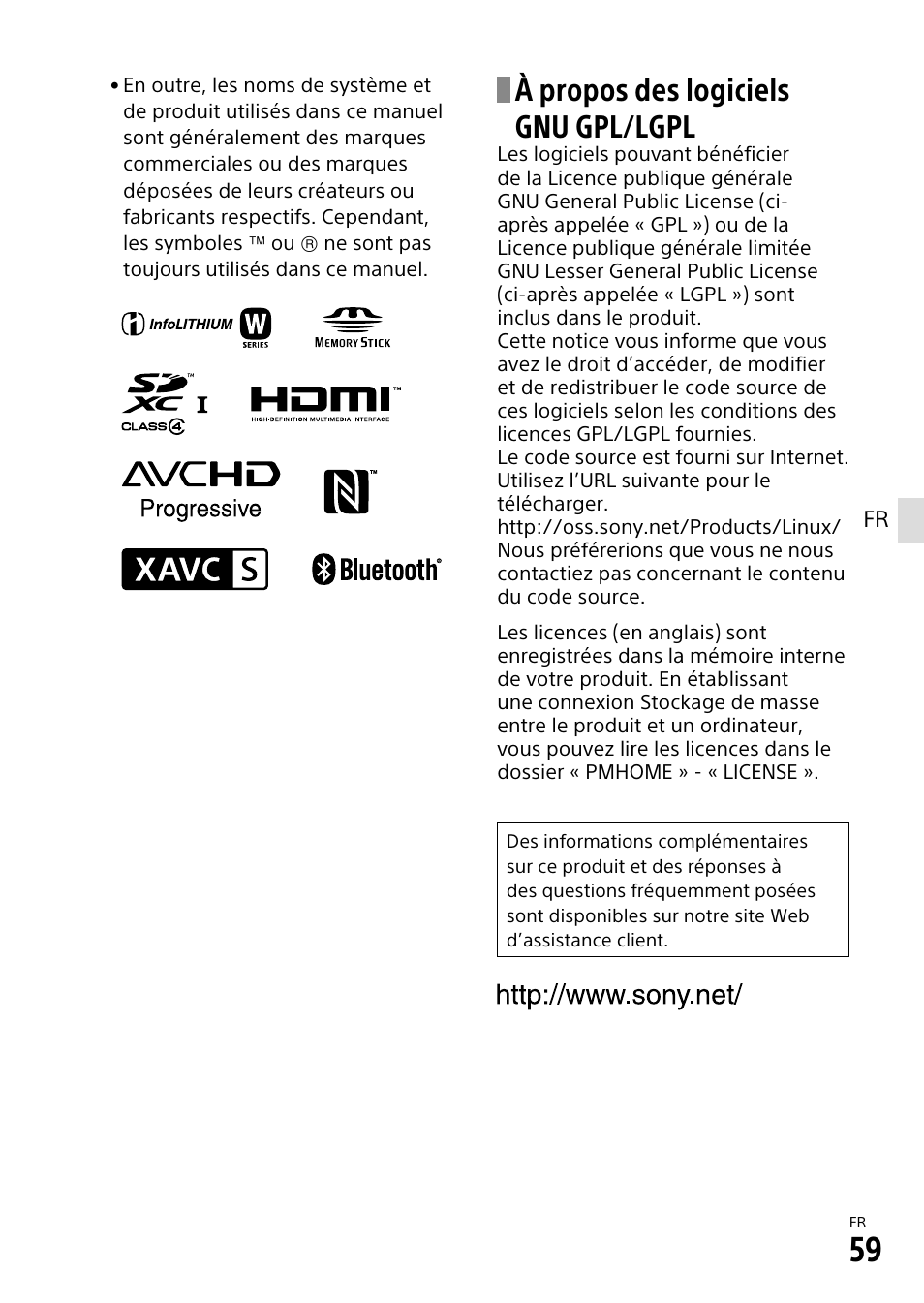 À propos des logiciels gnu gpl/lgpl | Sony α6500 ILCE-6500 User Manual | Page 113 / 507