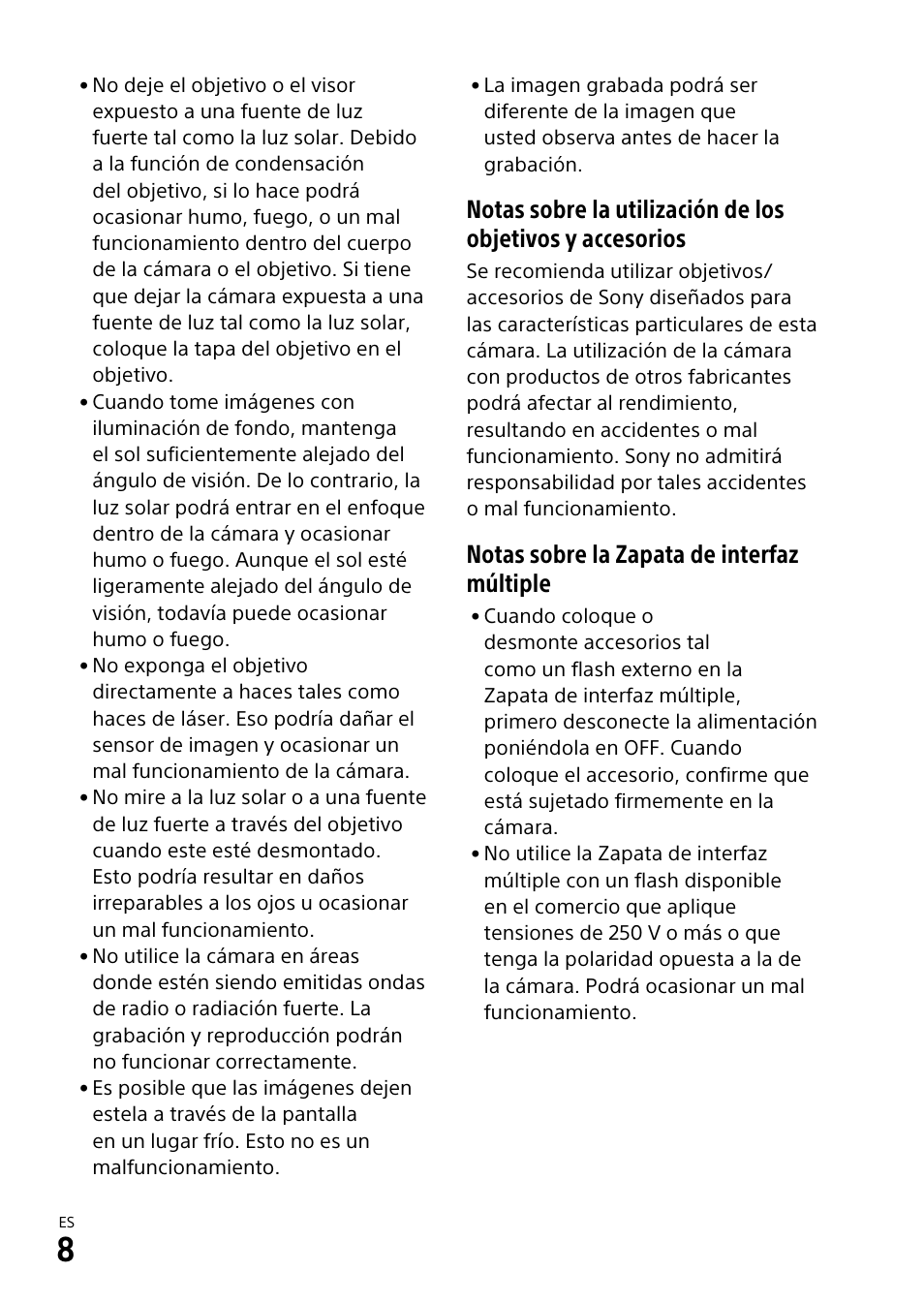 Notas sobre la zapata de interfaz múltiple | Sony α6500 ILCE-6500 User Manual | Page 178 / 507