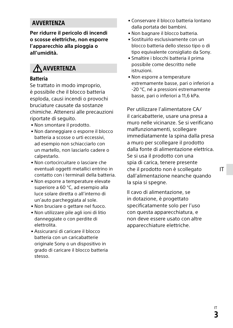 Avvertenza | Sony α6500 ILCE-6500 User Manual | Page 205 / 507