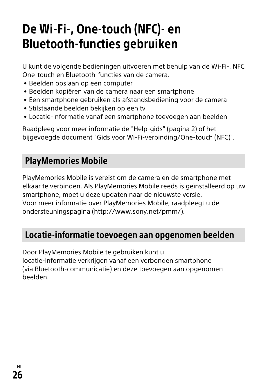 Locatie-informatie toevoegen aan opgenomen beelden | Sony α6500 ILCE-6500 User Manual | Page 290 / 507