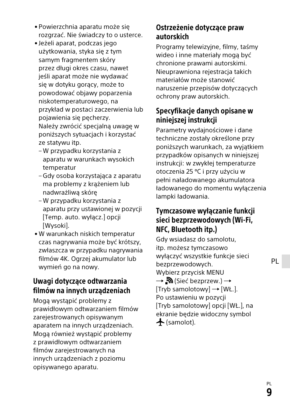 Ostrzeżenie dotyczące praw autorskich | Sony α6500 ILCE-6500 User Manual | Page 303 / 507