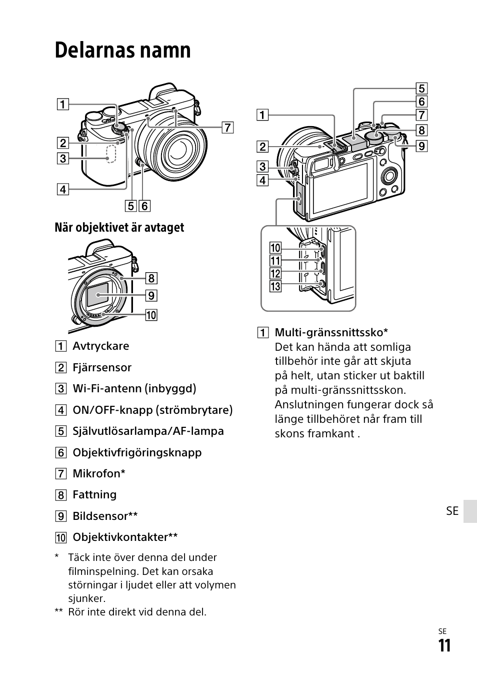 Delarnas namn | Sony α6500 ILCE-6500 User Manual | Page 397 / 507