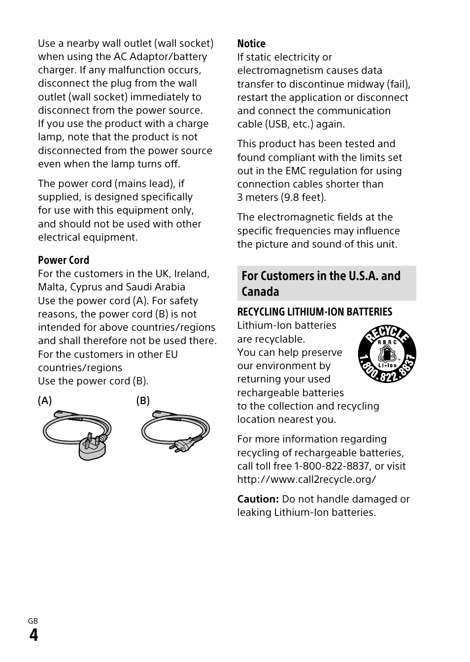 For customers in the u.s.a. and canada | Sony α6500 ILCE-6500 User Manual | Page 4 / 507