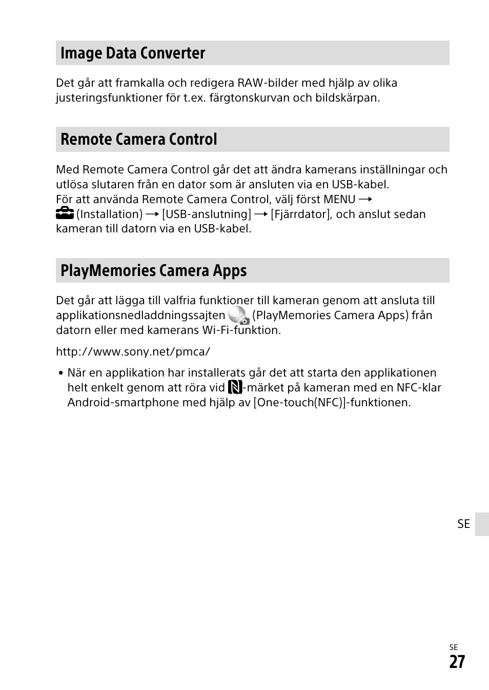 Image data converter, Remote camera control | Sony α6500 ILCE-6500 User Manual | Page 413 / 507