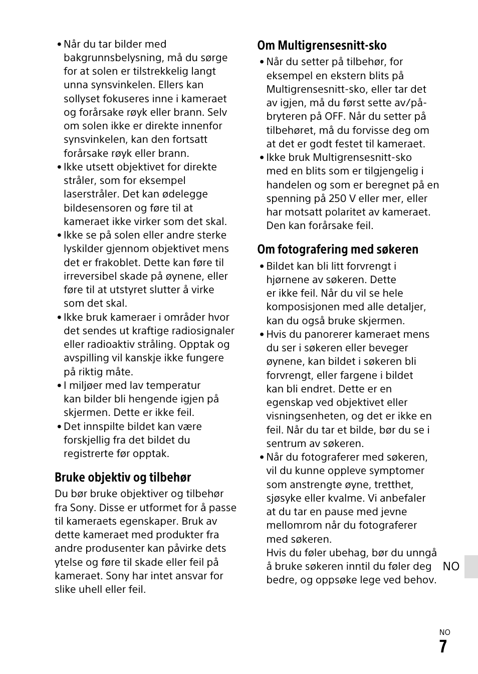 Bruke objektiv og tilbehør, Om multigrensesnitt-sko, Om fotografering med søkeren | Sony α6500 ILCE-6500 User Manual | Page 453 / 507