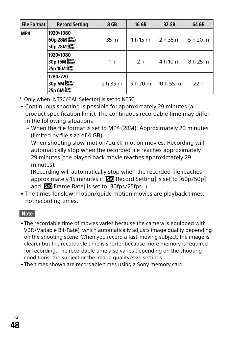 Sony α6500 ILCE-6500 User Manual | Page 48 / 507