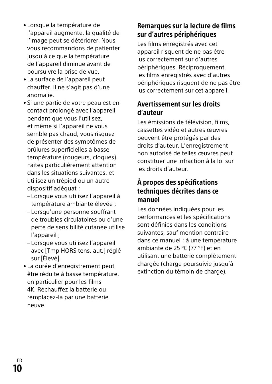 Avertissement sur les droits d’auteur | Sony α6500 ILCE-6500 User Manual | Page 64 / 507