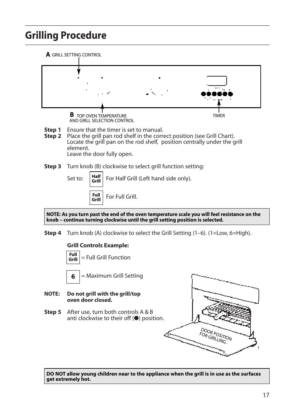 Grilling procedure | Creda CB43E User Manual | Page 17 / 40