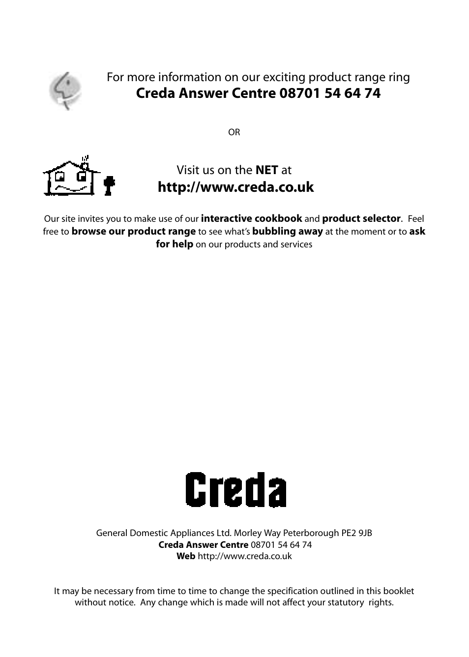 Visit us on the net at | Creda CB43E User Manual | Page 2 / 40