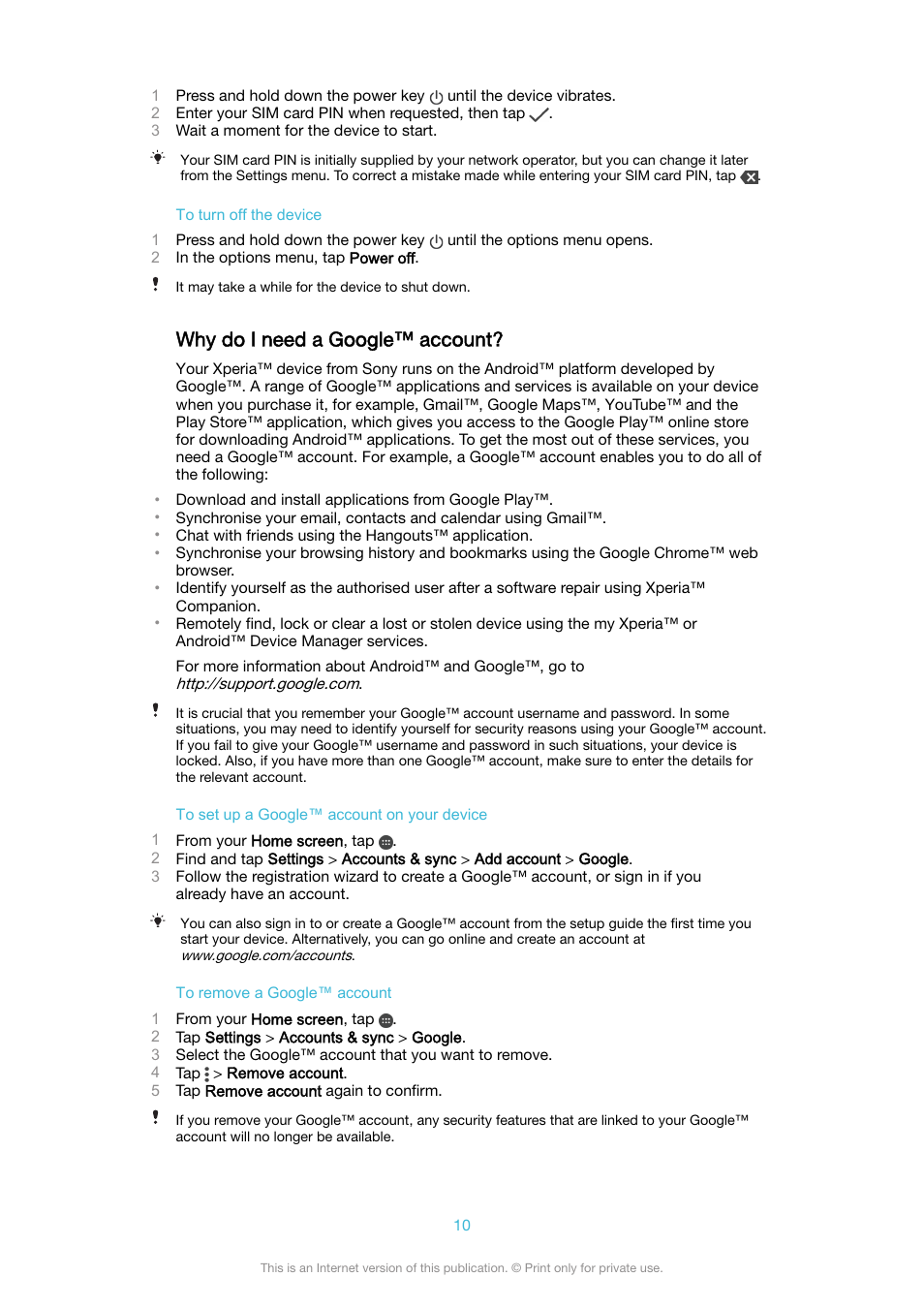 Why do i need a google™‎ account, Why do i need a google™ account | Sony XPeria XZ F8331 User Manual | Page 10 / 133