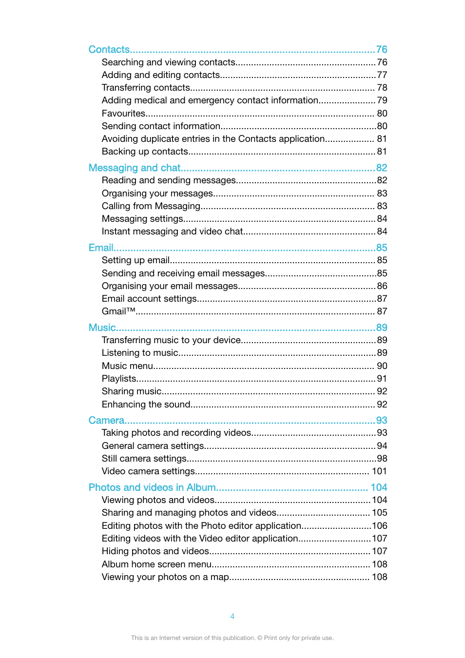 Sony XPeria XZ F8331 User Manual | Page 4 / 133