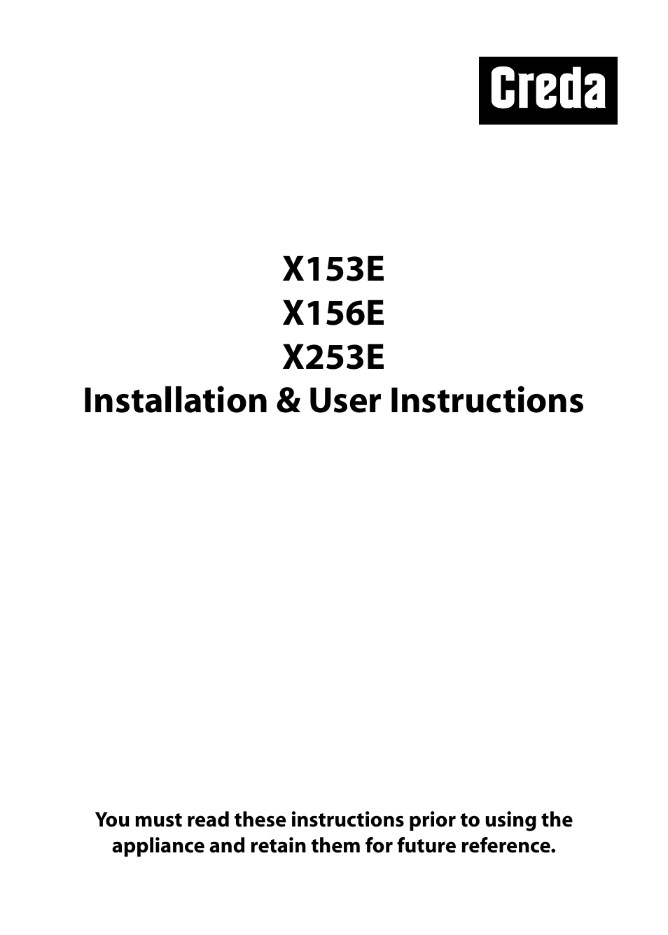 Creda X156E User Manual | 40 pages