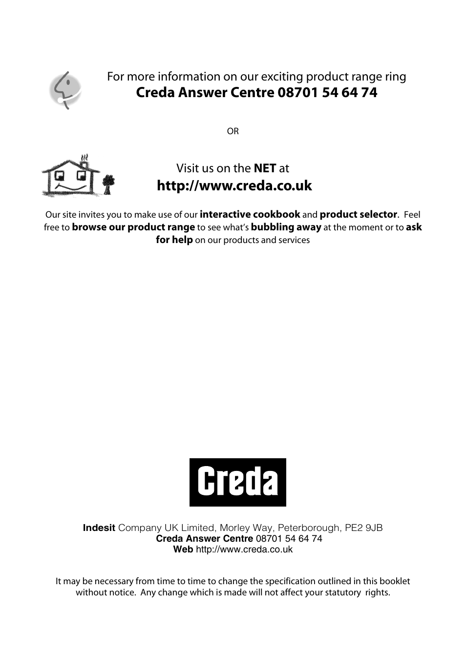 Visit us on the net at | Creda X156E User Manual | Page 2 / 40