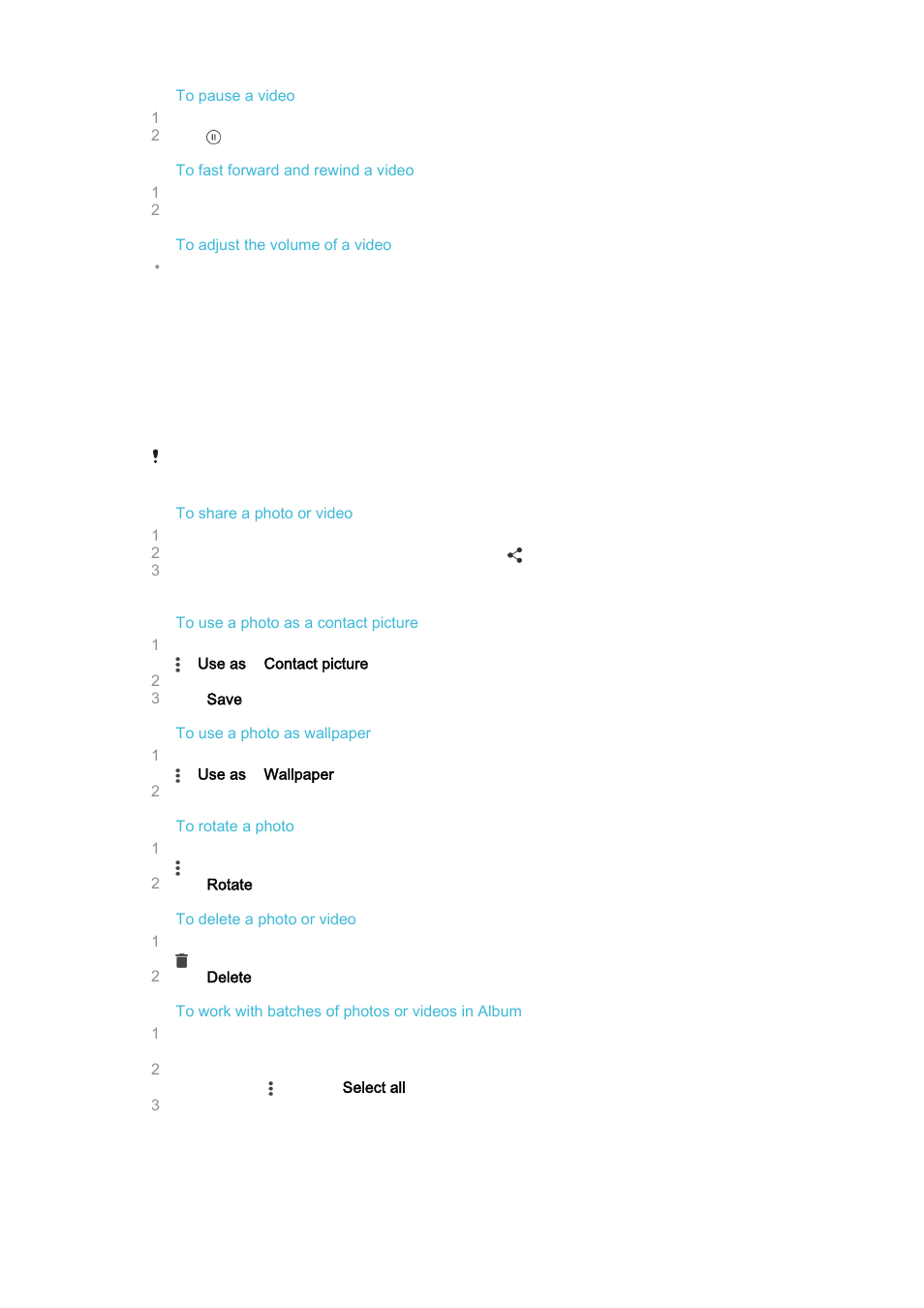 Sharing and managing photos and videos | Sony Xperia Z4 Tablet SGP771 User Manual | Page 101 / 135