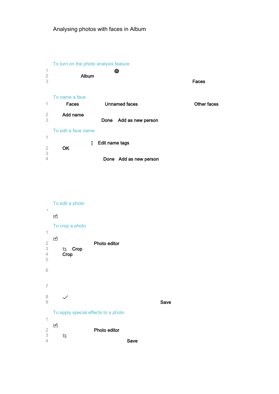 Editing photos with the photo editor application | Sony Xperia Z4 Tablet SGP771 User Manual | Page 102 / 135