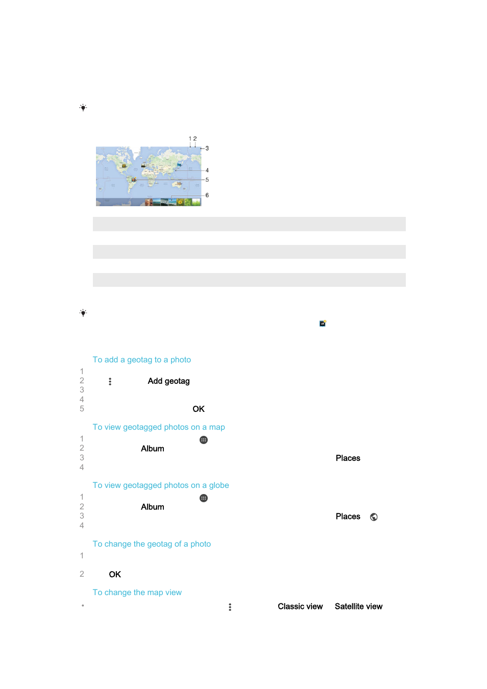 Viewing your photos on a map | Sony Xperia Z4 Tablet SGP771 User Manual | Page 105 / 135