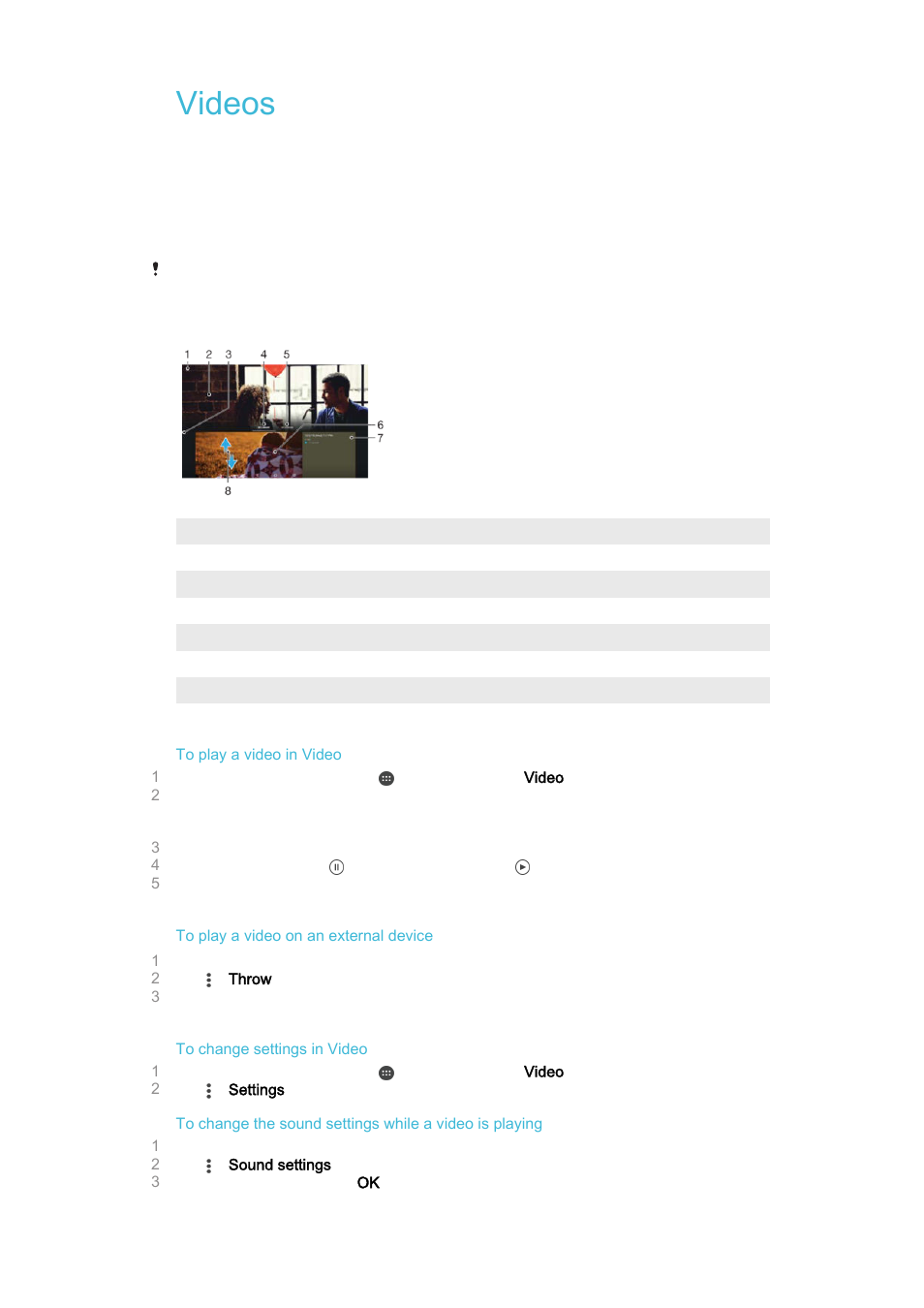 Videos, Watching videos in the video application | Sony Xperia Z4 Tablet SGP771 User Manual | Page 106 / 135