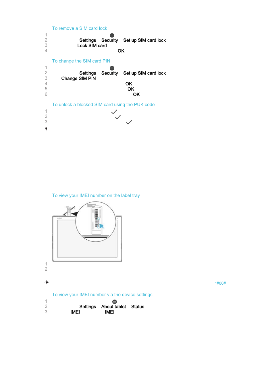 Finding the identification number of your device | Sony Xperia Z4 Tablet SGP771 User Manual | Page 19 / 135