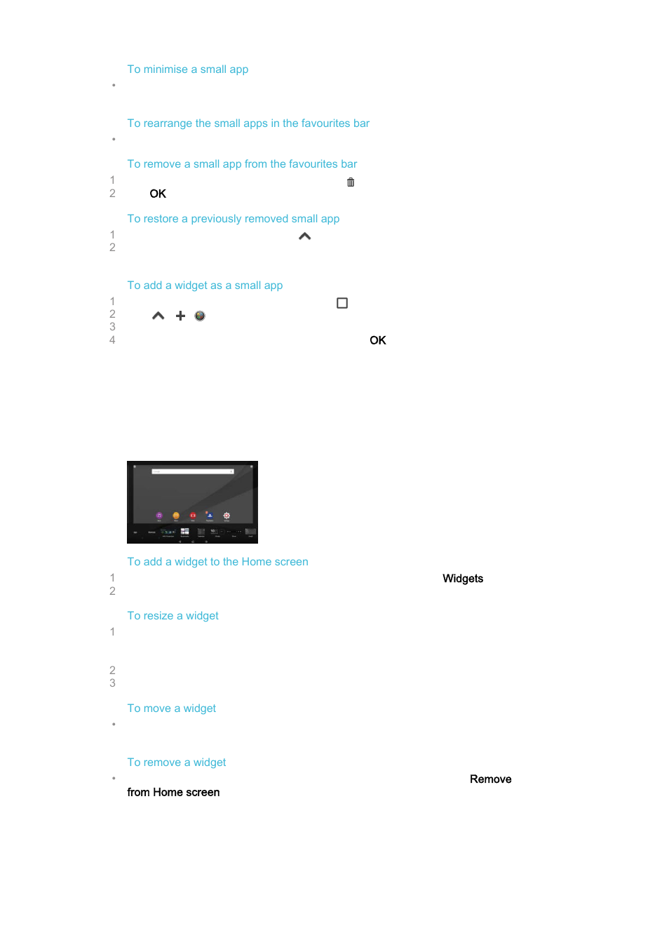 Widgets | Sony Xperia Z4 Tablet SGP771 User Manual | Page 27 / 135