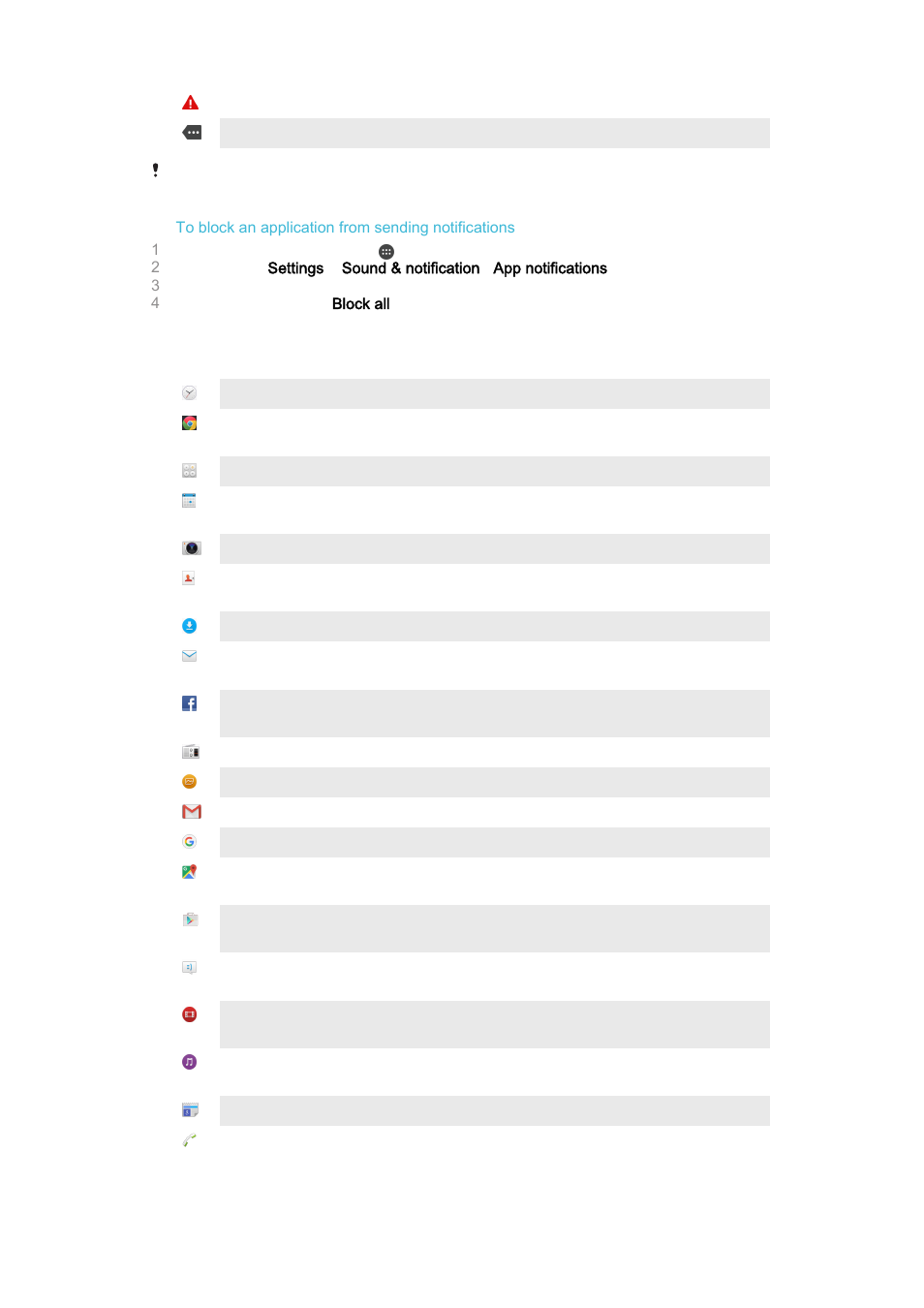 Application overview | Sony Xperia Z4 Tablet SGP771 User Manual | Page 34 / 135