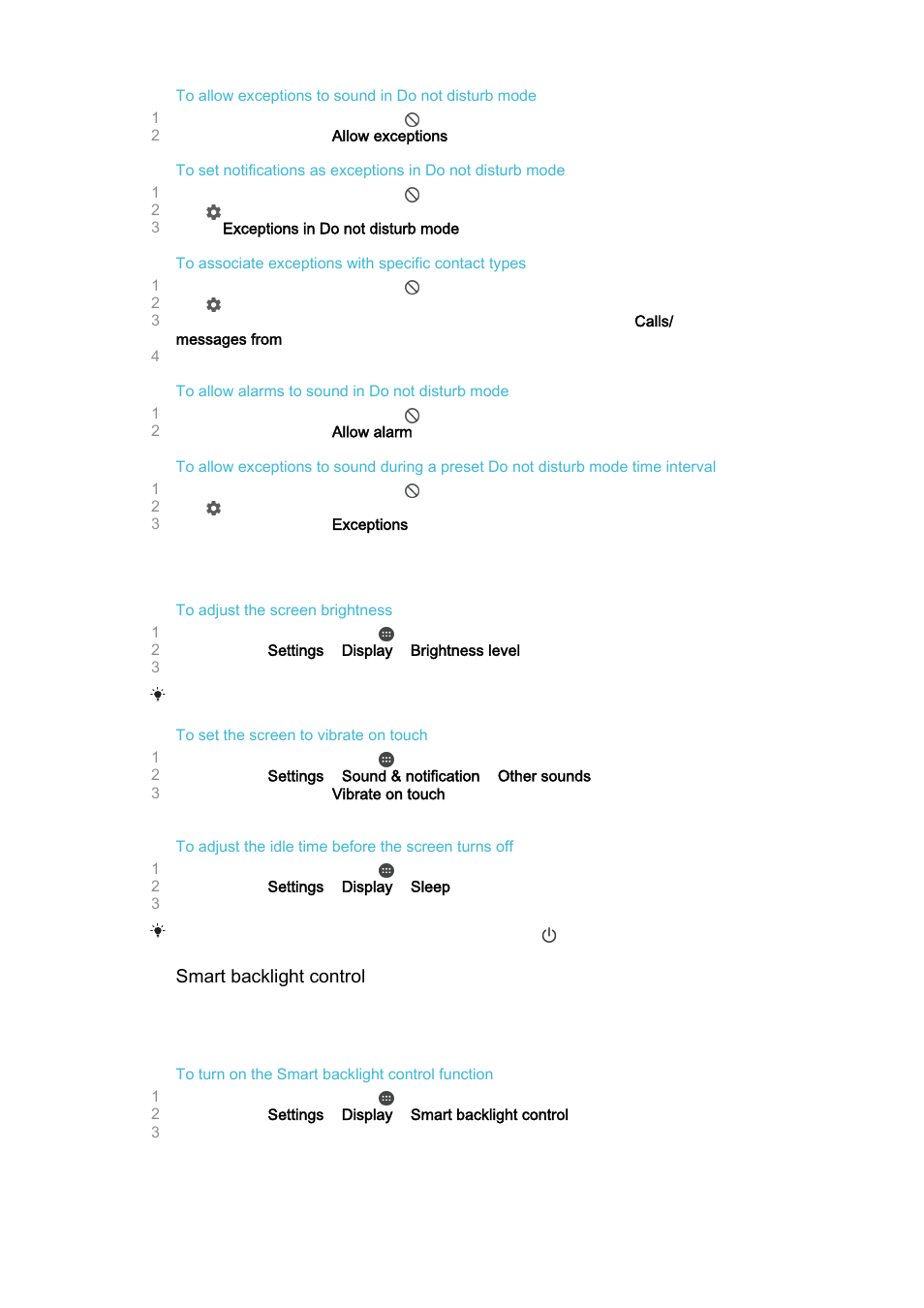 Screen settings | Sony Xperia Z4 Tablet SGP771 User Manual | Page 49 / 135