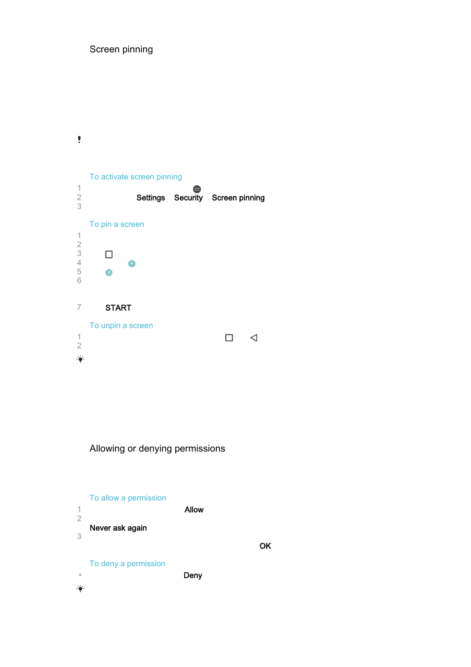 Application settings | Sony Xperia Z4 Tablet SGP771 User Manual | Page 50 / 135