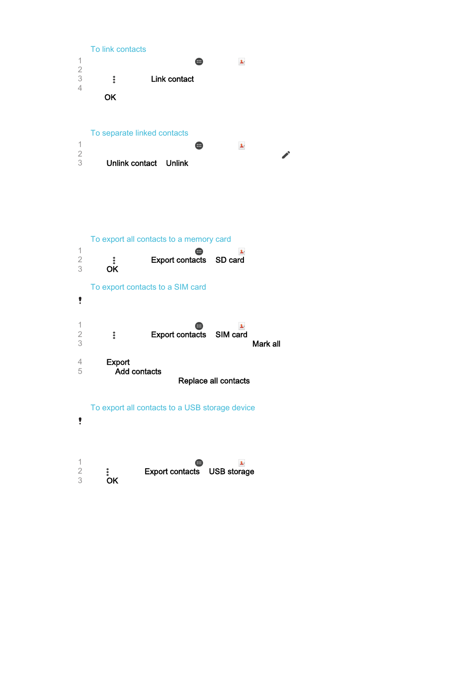 Backing up contacts | Sony Xperia Z4 Tablet SGP771 User Manual | Page 73 / 135