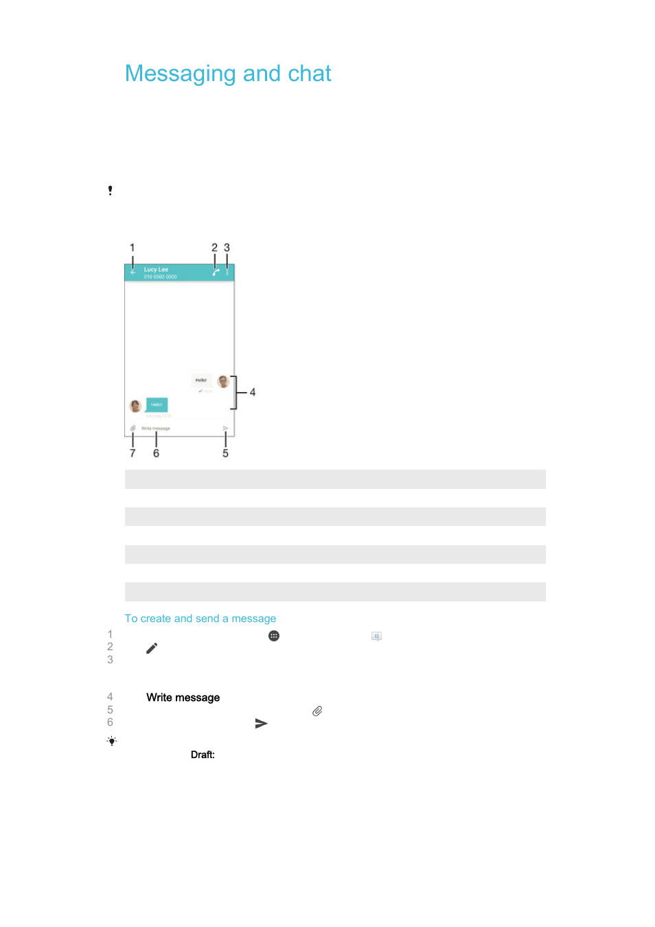 Messaging and chat, Reading and sending messages | Sony Xperia Z4 Tablet SGP771 User Manual | Page 74 / 135