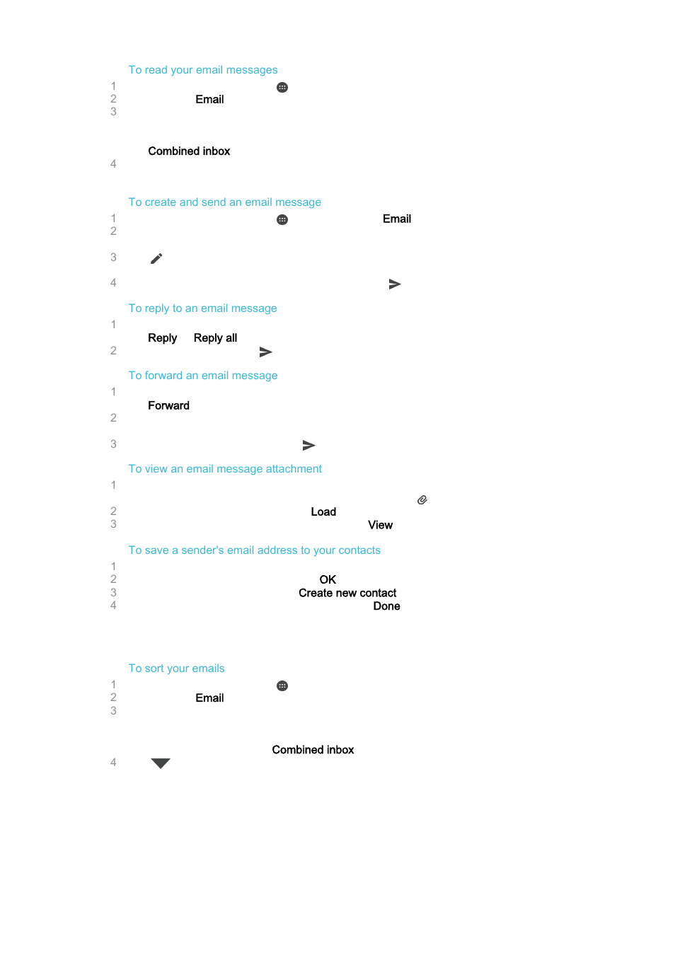 Organising your email messages | Sony Xperia Z4 Tablet SGP771 User Manual | Page 78 / 135