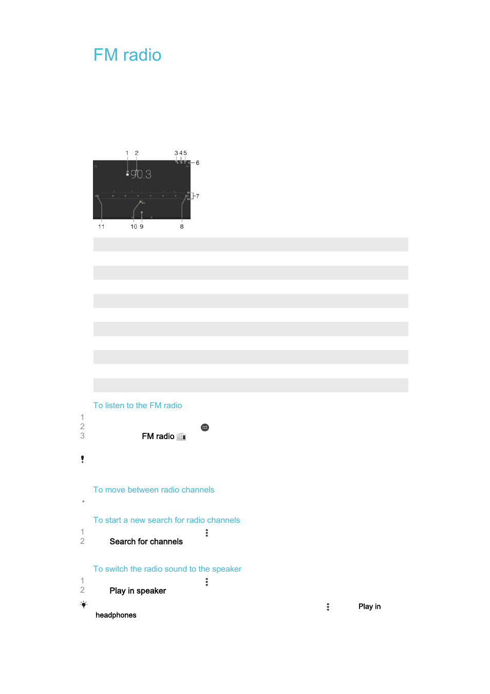Fm radio, Listening to the radio | Sony Xperia Z4 Tablet SGP771 User Manual | Page 86 / 135