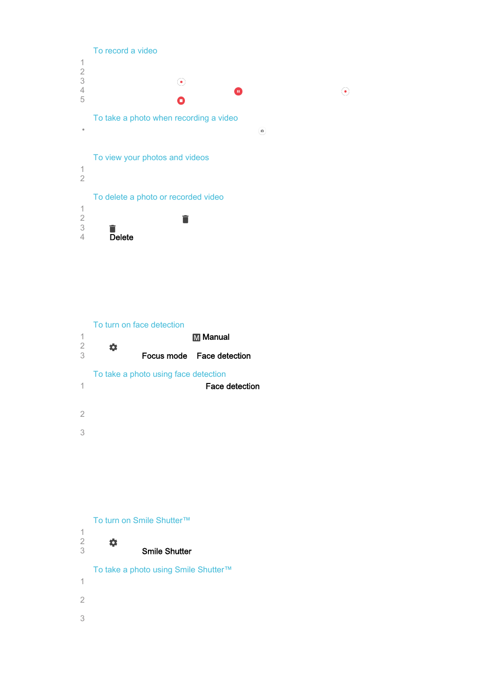 Face detection, Using smile shutter™ to capture smiling faces | Sony Xperia Z4 Tablet SGP771 User Manual | Page 89 / 135