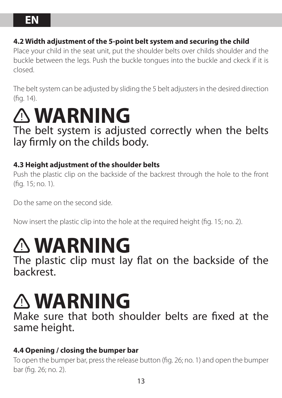 Warning | Kiddy City'n move User Manual | Page 13 / 35