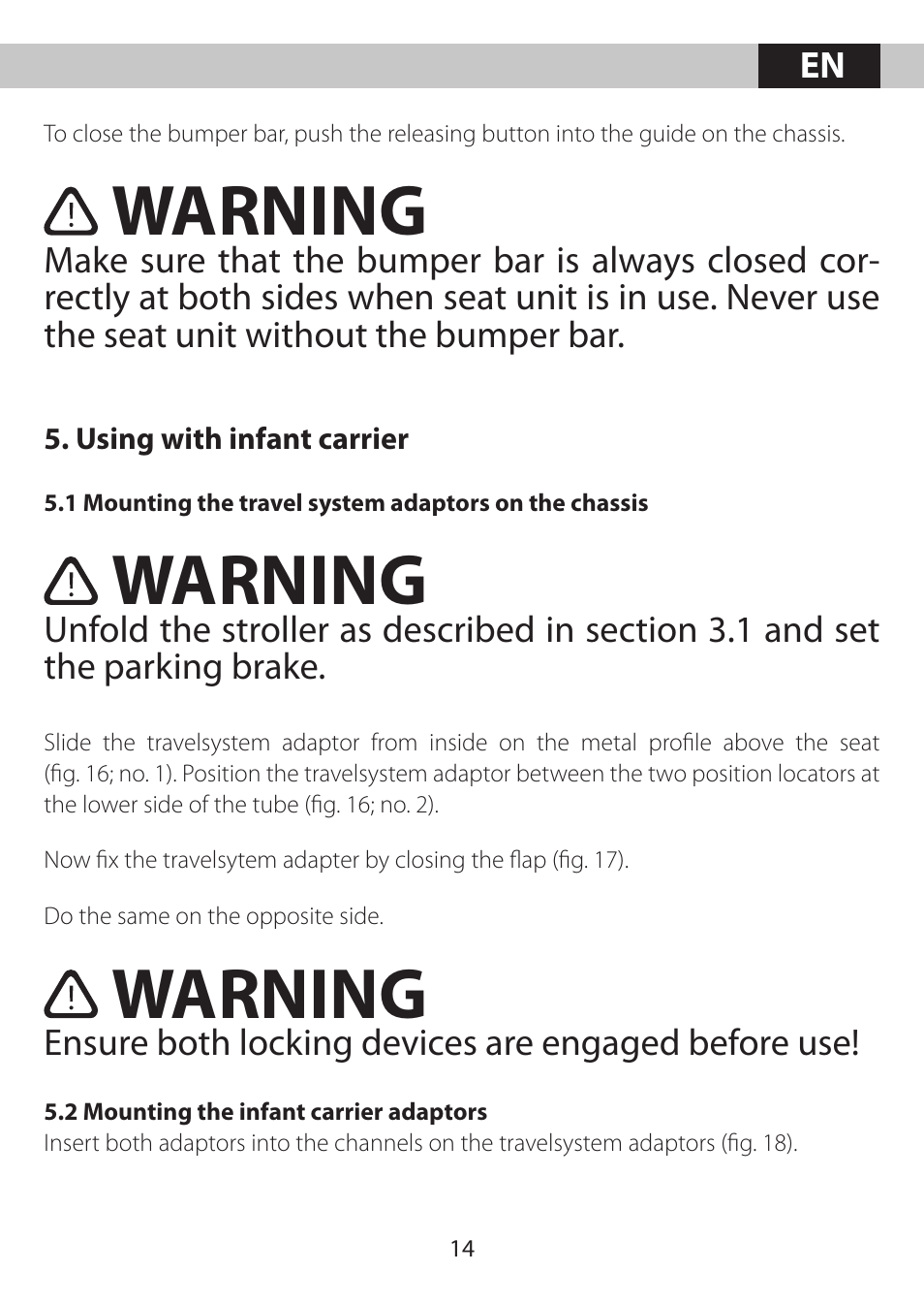 Warning | Kiddy City'n move User Manual | Page 14 / 35