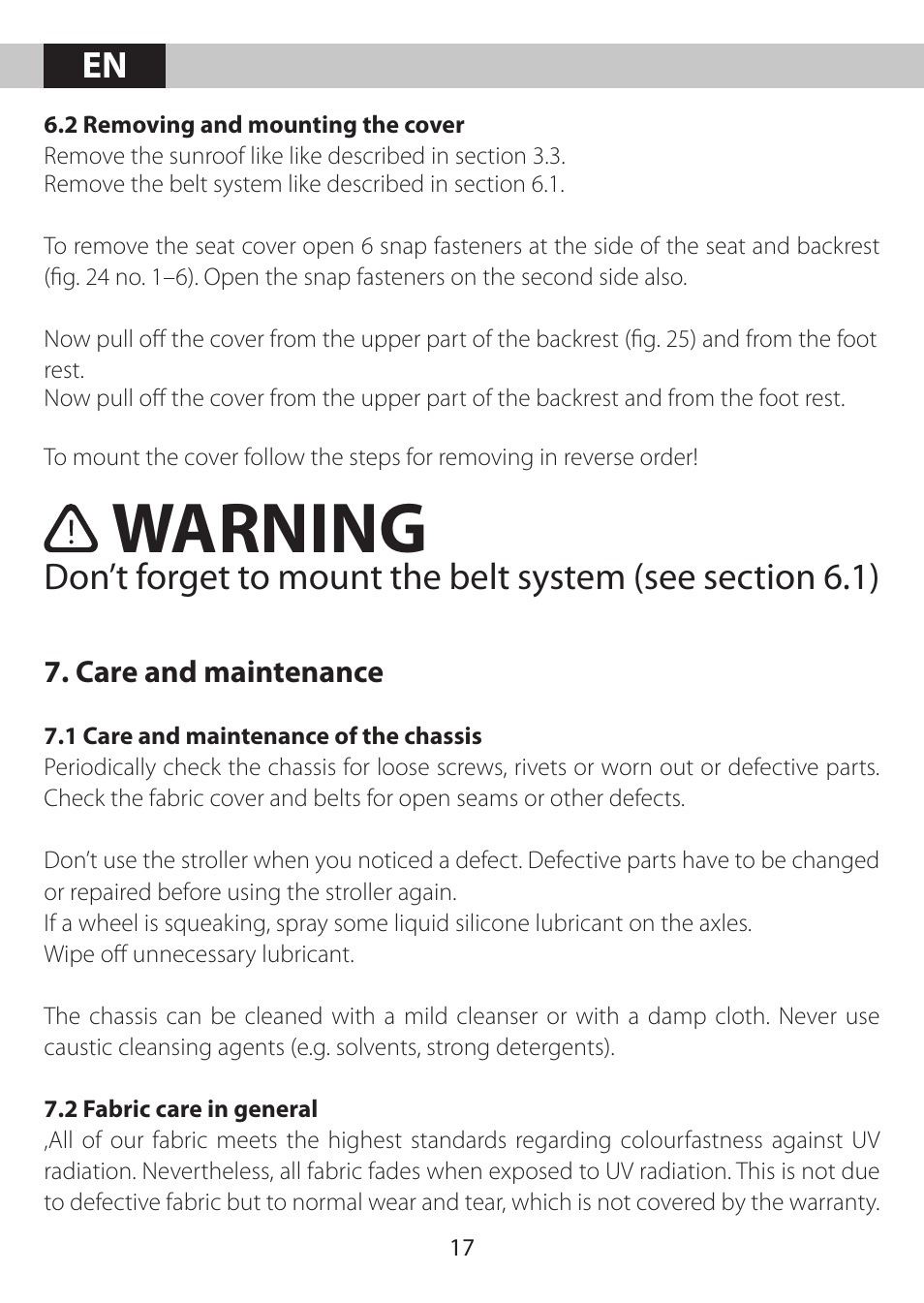 Warning | Kiddy City'n move User Manual | Page 17 / 35