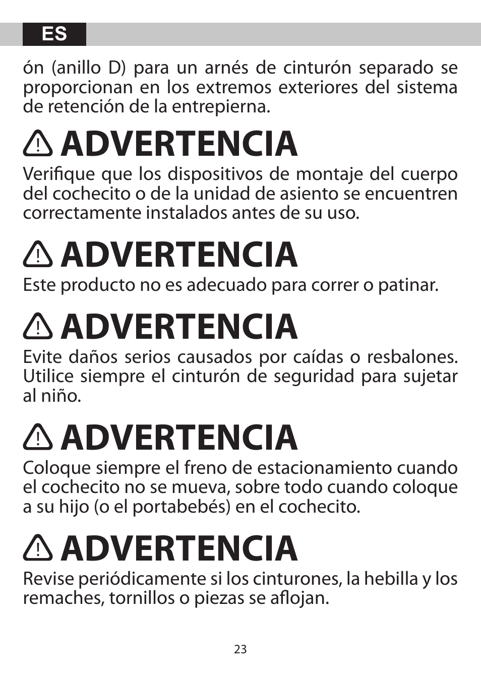 Advertencia | Kiddy City'n move User Manual | Page 23 / 35