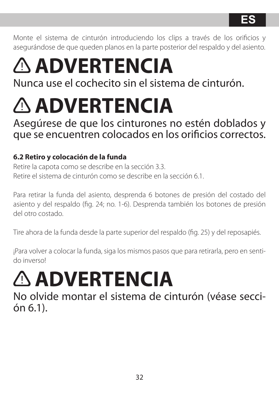 Advertencia | Kiddy City'n move User Manual | Page 32 / 35