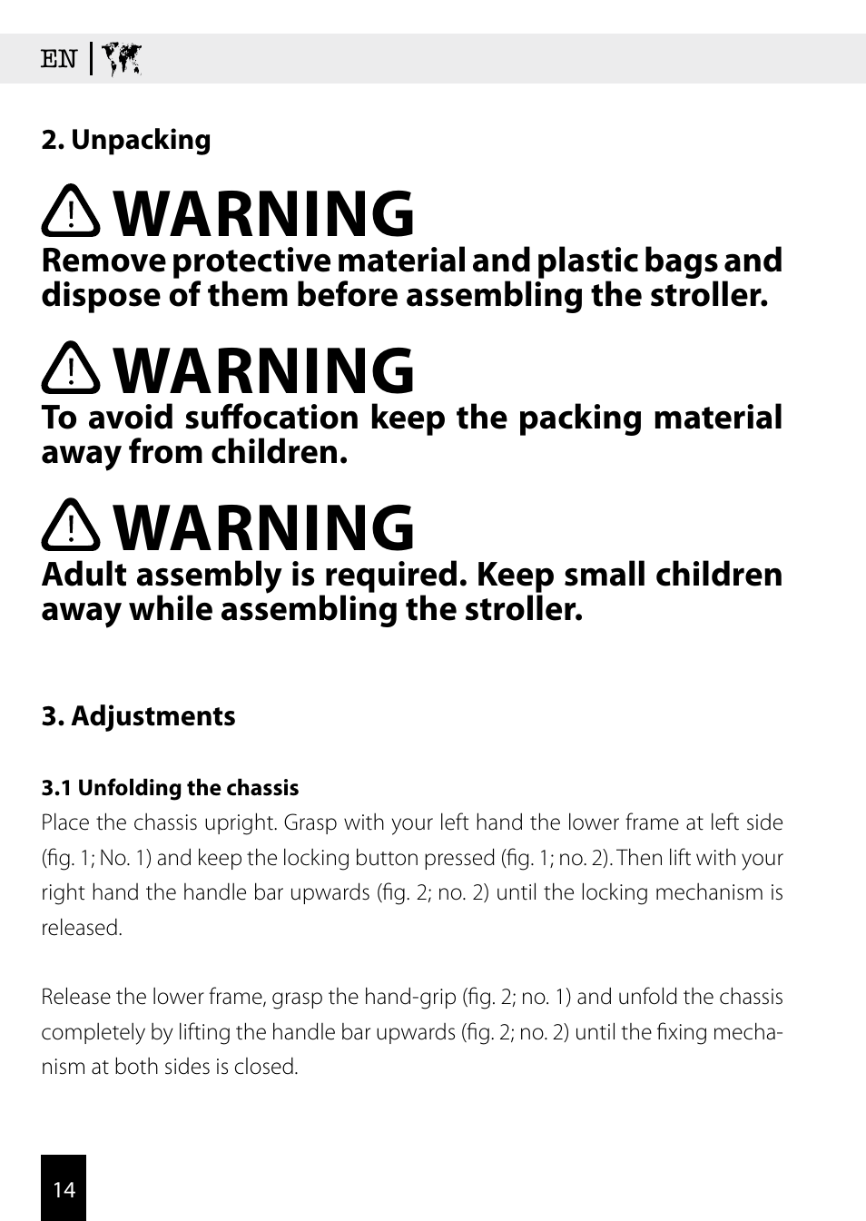 Warning | Kiddy Click'n move 3 User Manual | Page 14 / 59