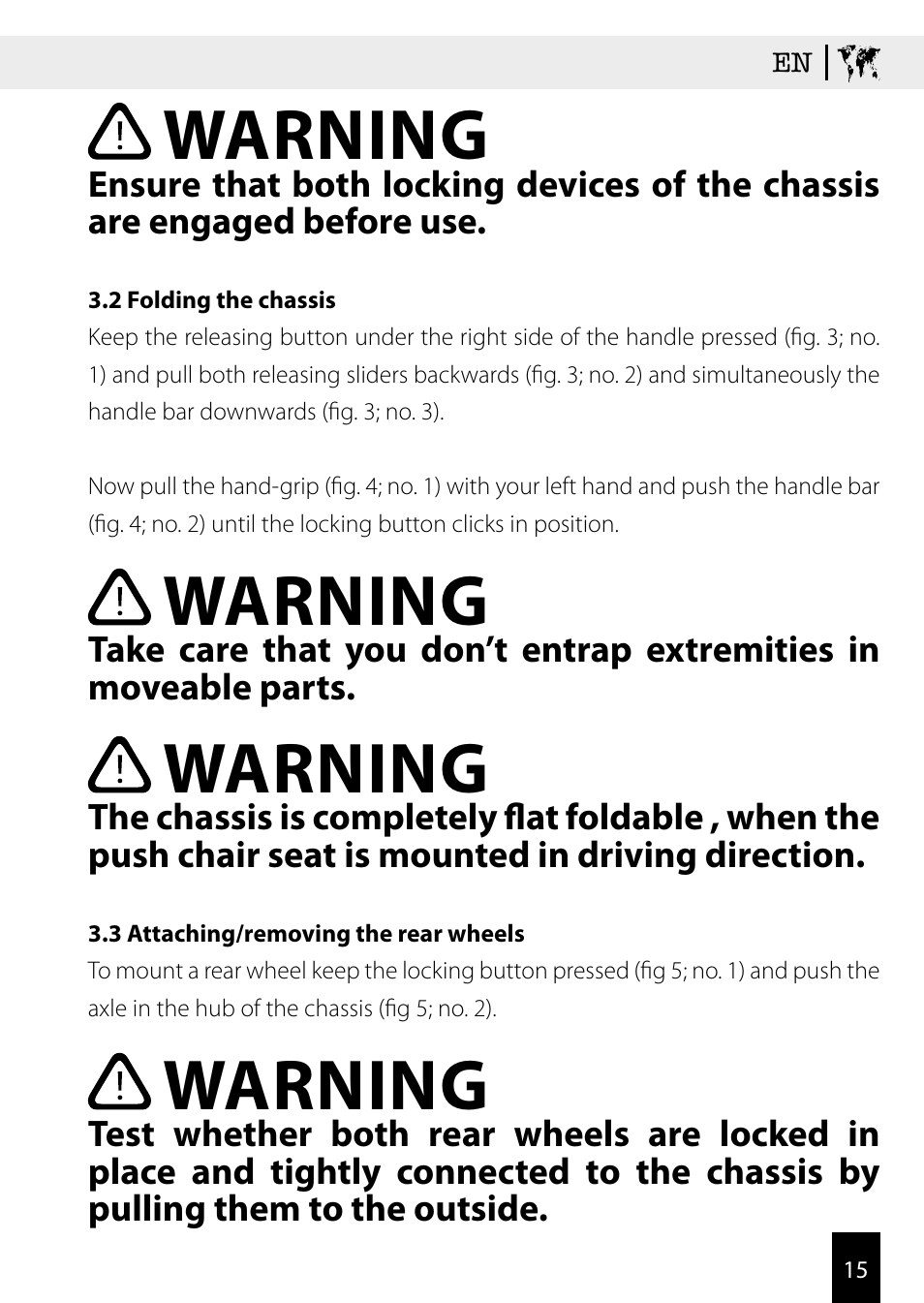 Warning | Kiddy Click'n move 3 User Manual | Page 15 / 59