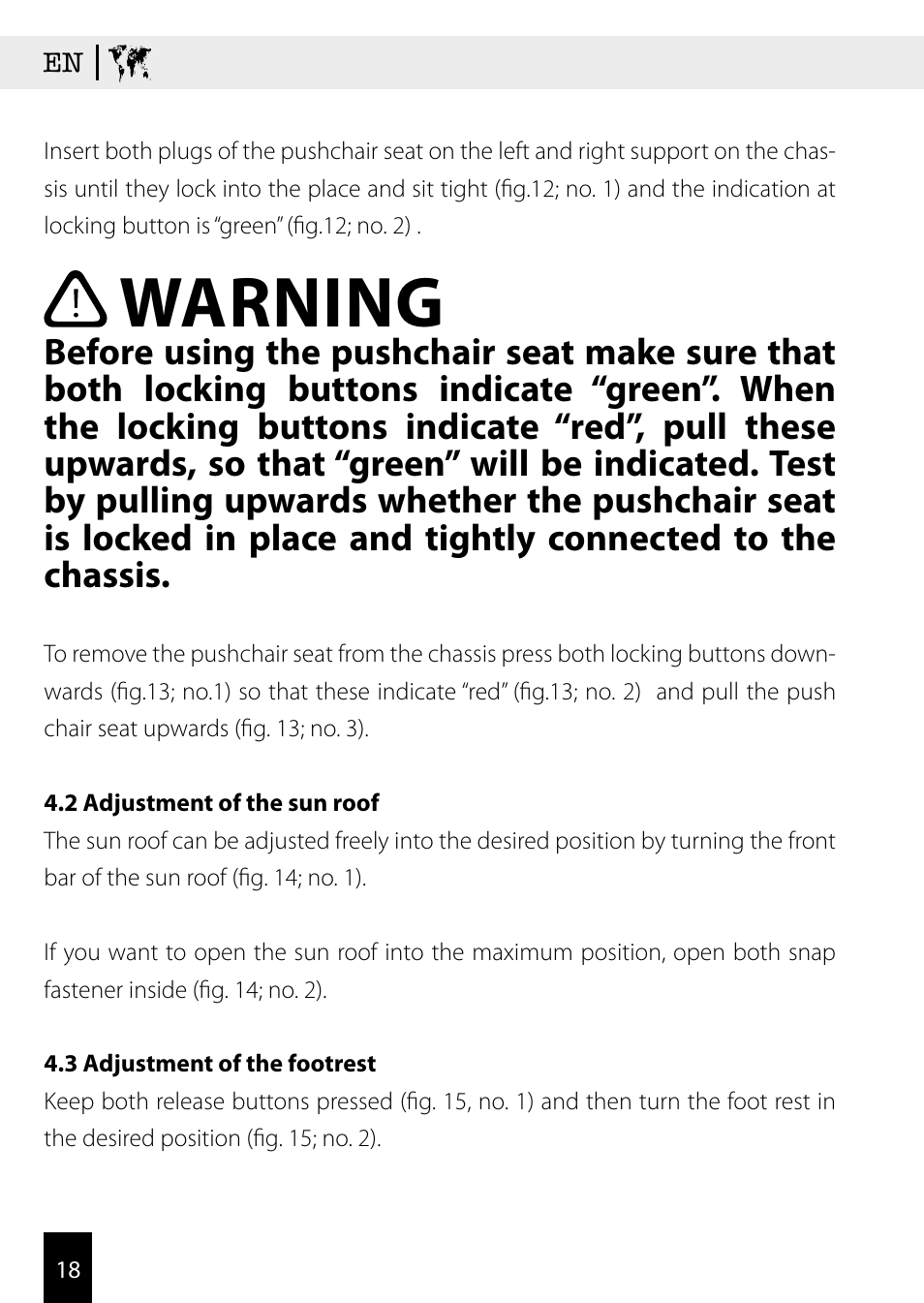 Warning | Kiddy Click'n move 3 User Manual | Page 18 / 59