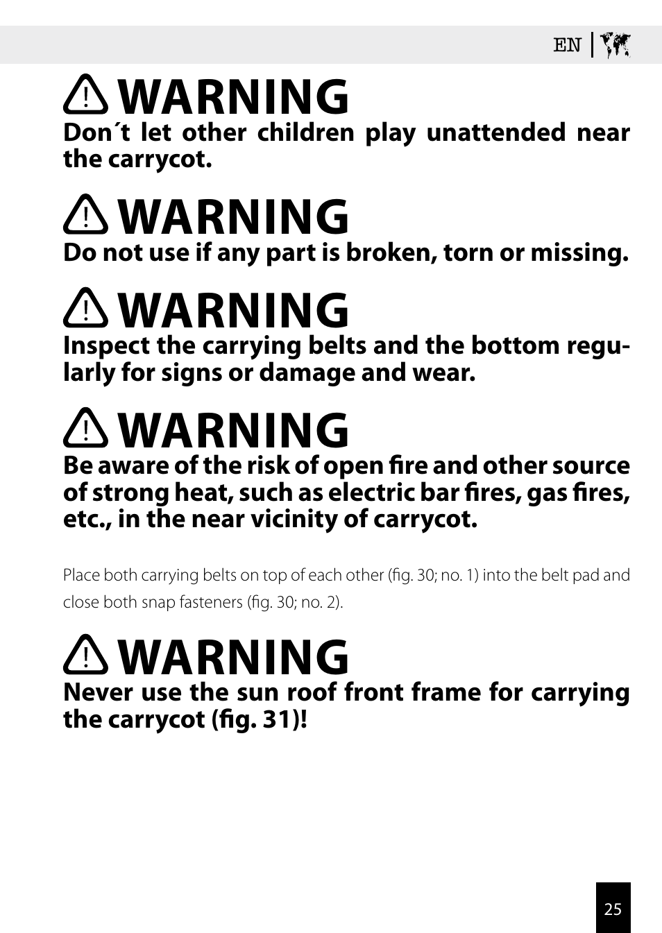 Warning | Kiddy Click'n move 3 User Manual | Page 25 / 59