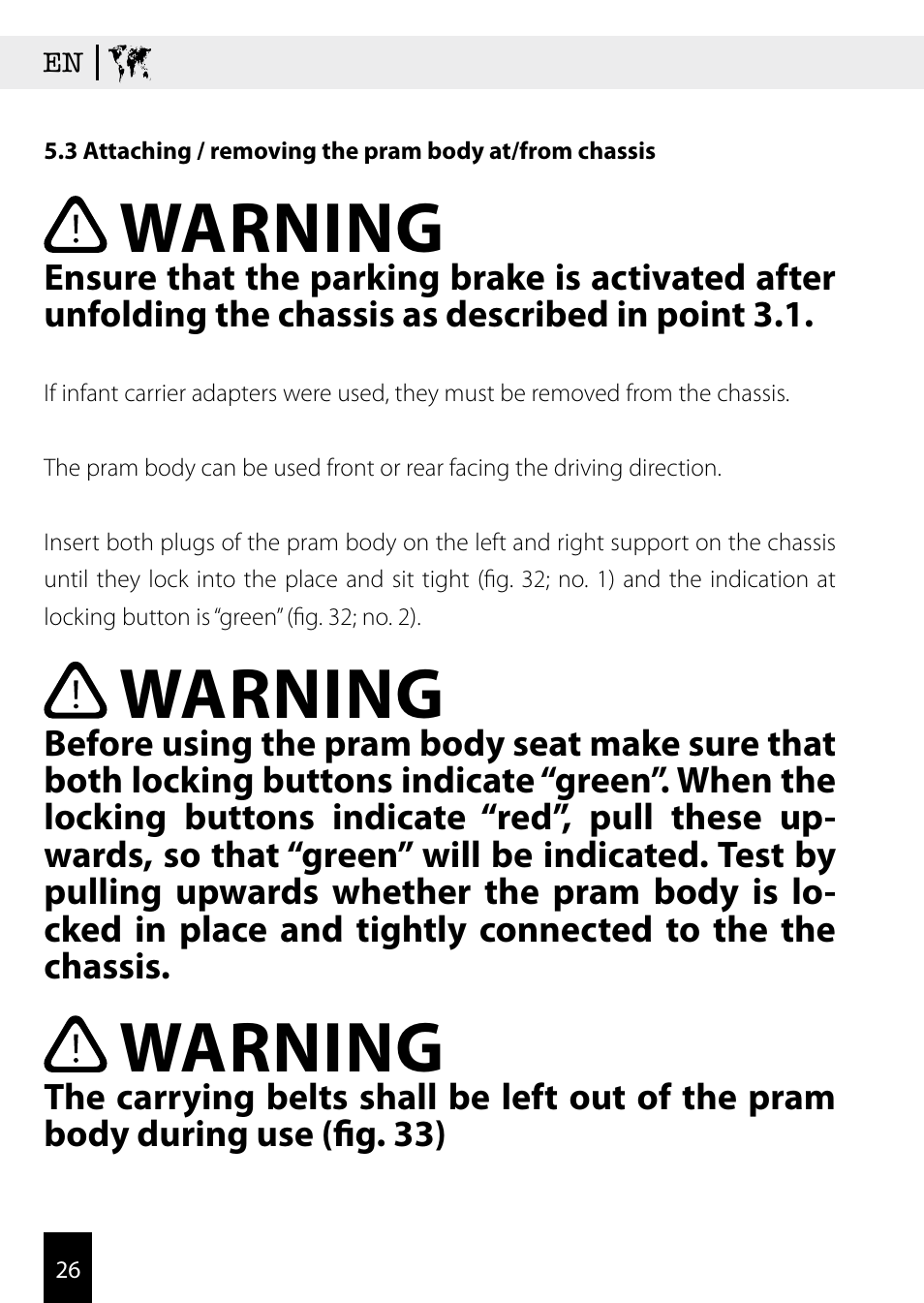 Warning | Kiddy Click'n move 3 User Manual | Page 26 / 59