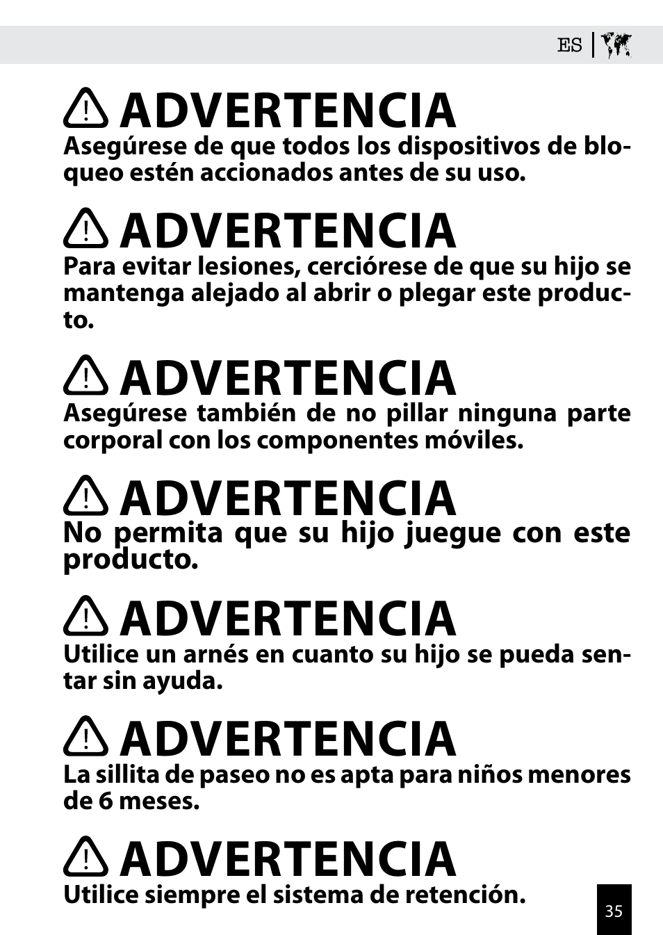 Advertencia | Kiddy Click'n move 3 User Manual | Page 35 / 59