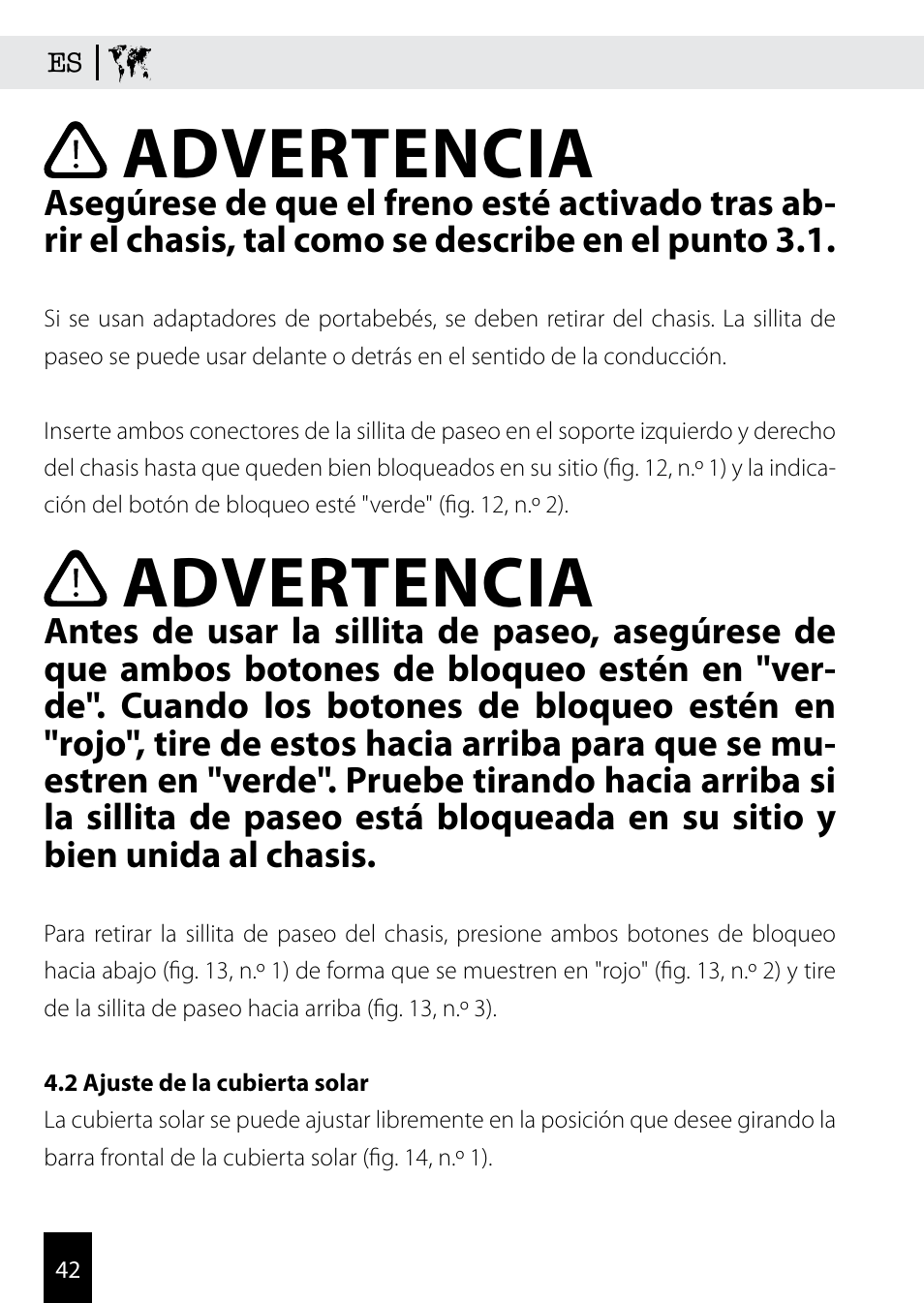 Advertencia | Kiddy Click'n move 3 User Manual | Page 42 / 59